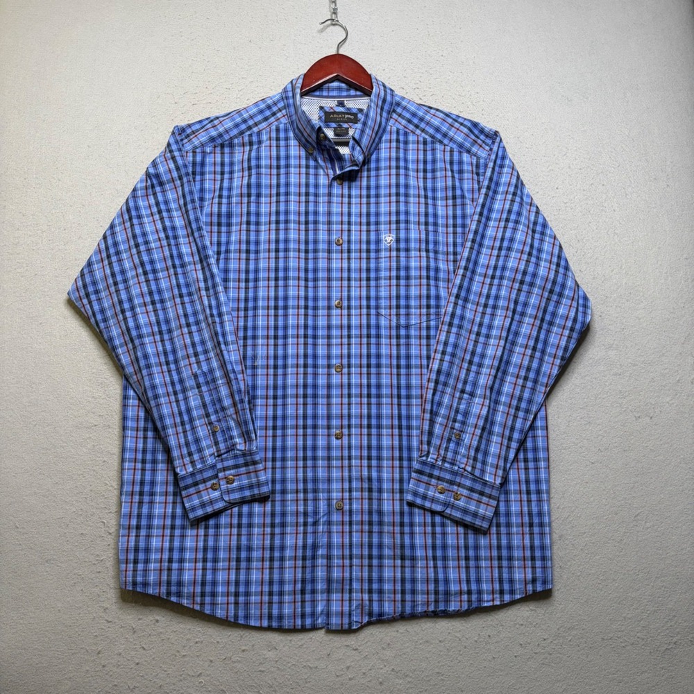 Ariat Pro Series Shirt Mens XL Blue Plaid CH05F18LS Western Long Sleeve